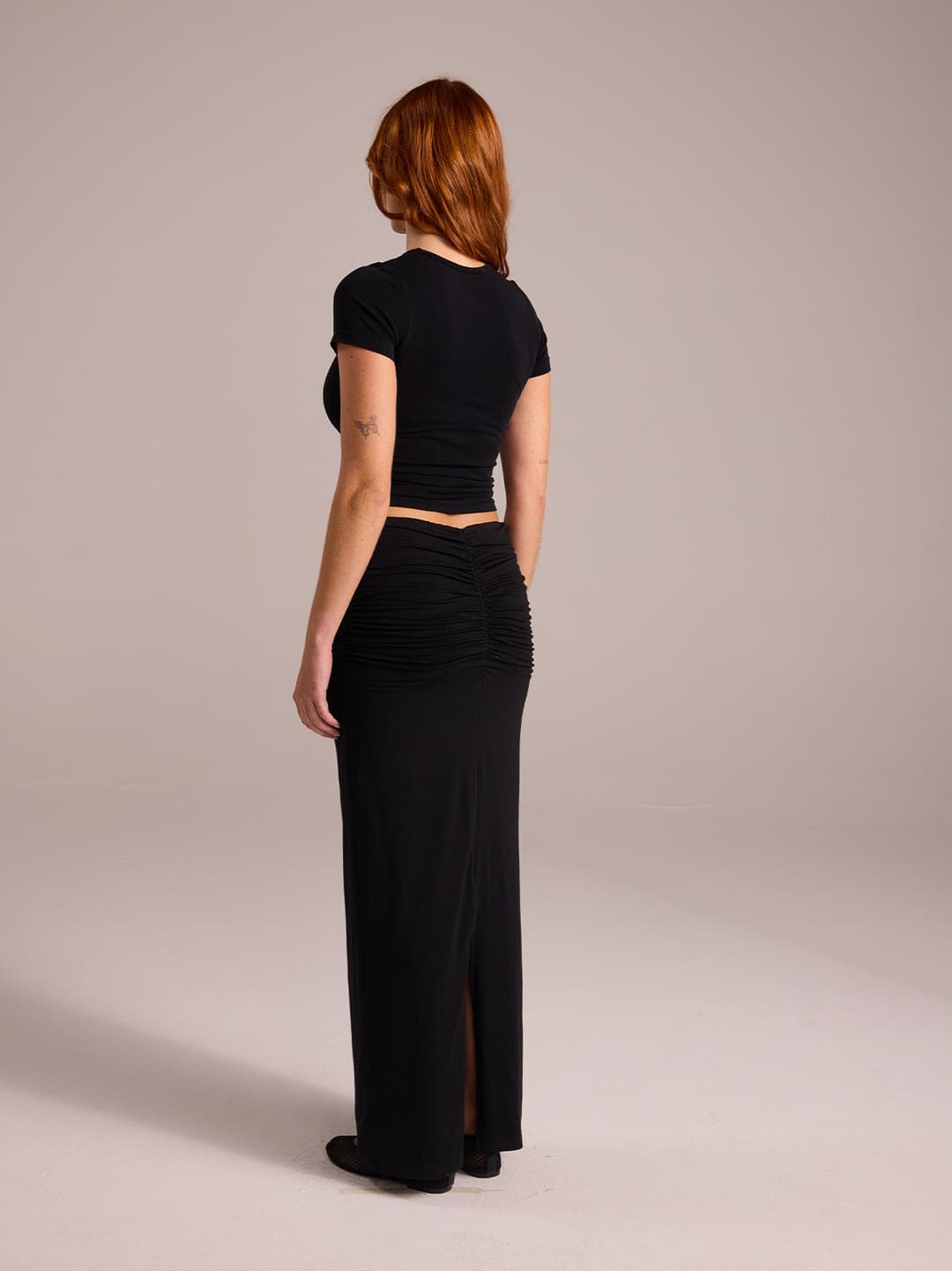 Maxi skirt with side gathers - PRUIJN_ECOMM_LOOK10_021