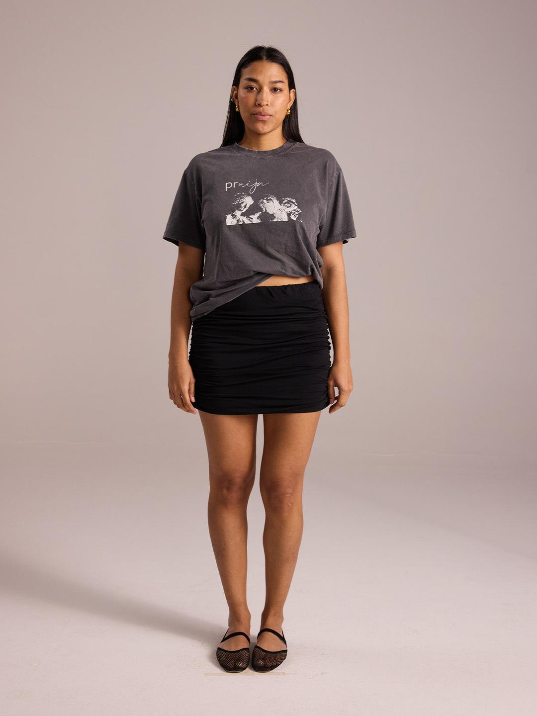 Mini skirt with side gathers - PRUIJN_ECOMM_LOOK14_003